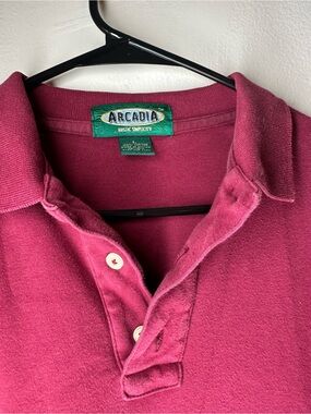 Arcadia Vintage Polo Shirt Mens Large Burgundy Rustic Simplicity Cotton 90s